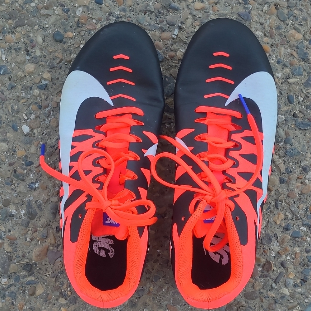 Like New Nike Black & Neon Orange Zoom Rival Racing Track Shoes,W/ Cleats.